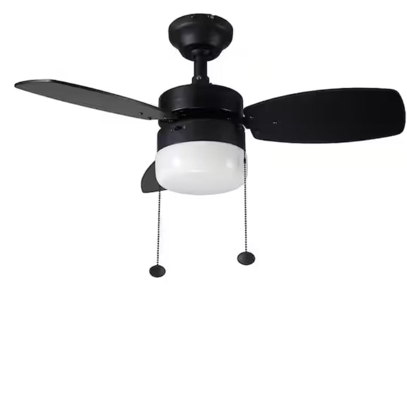 Triplicity 30 in. Indoor LED Matte Black Ceiling Fan with Light