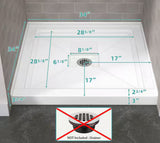 34 in. L x 34 in. W Alcove Shower Pan Base with Center Drain Hole and Magnetic Cover in White Square Shower Base