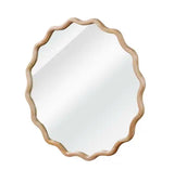 36 in. W x 36 in. H Wavy Round Solid Wood Framed Bathroom Mirror Wall Mirror in Natural Wood Brown