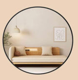 24.1 in. W x 24.1 in. H Black Round Aluminum Alloy Frame Bathroom Mirror Vanity Wall Mirror