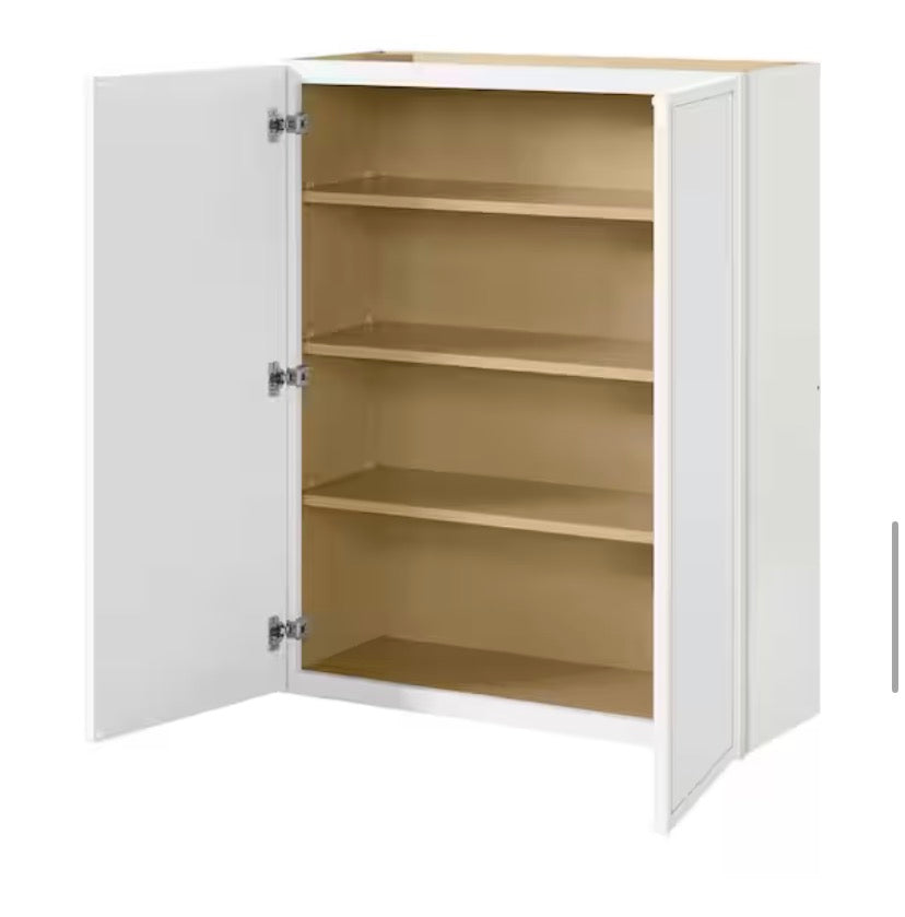 Leyton 33 in. W x 12 in. D x 42 in. H Ready to Assemble Plywood Shaker Wall Kitchen Cabinet in Alpine White