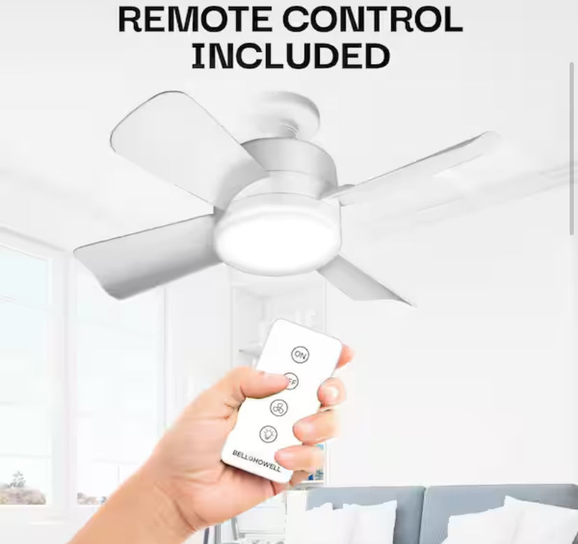 15.7 in. Indoor White Ceiling Fan with Remote, LED Light, Socket