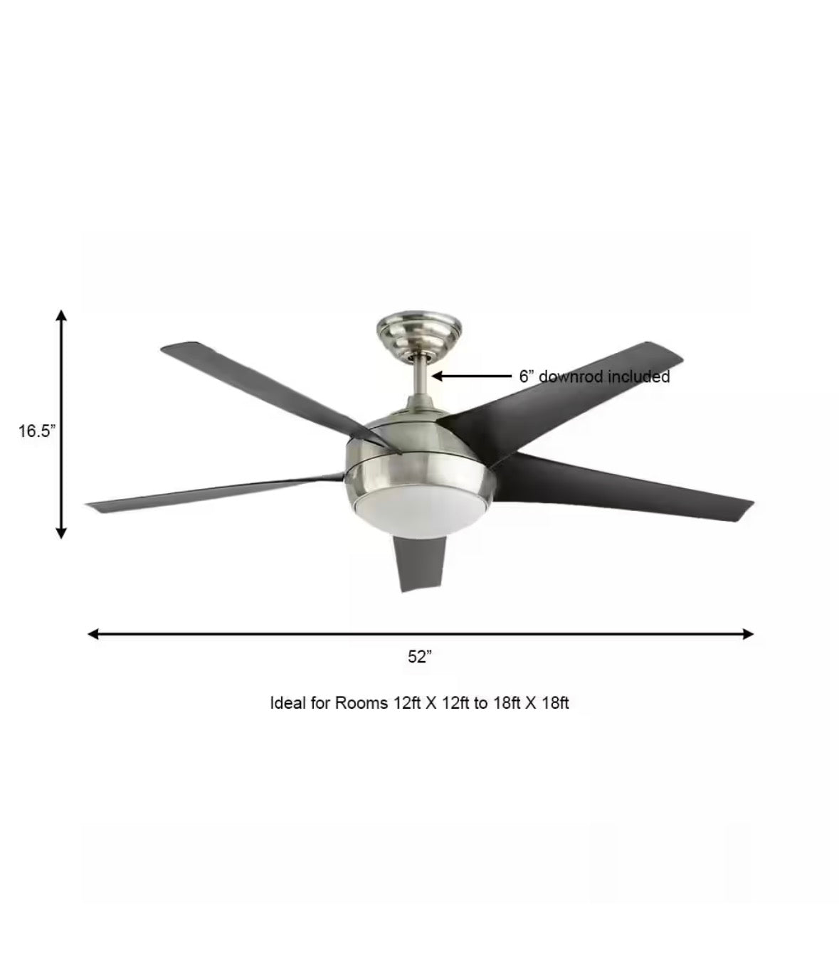 Windward IV 52 in. Indoor LED Brushed Nickel Ceiling Fan with Dimmable Light Kit, Remote Control and Reversible Motor