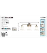 Ashhurst 3-Light Brushed Nickel Classic Traditional Bathroom Vanity Light with Frosted Glass Shades
