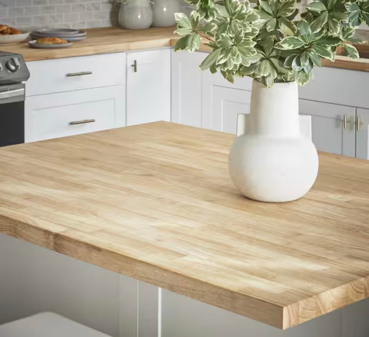 4 ft. L x 25 in. D Unfinished Hevea Solid Wood Butcher Block Countertop With Square Edge