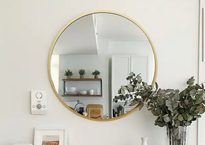 16 in. W x 16 in. H Gold Round Wall Mirror Metal Frame Circle Mirror for Bedroom, Bathroom, Entryway Wall Decor