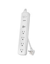 6 ft. 4-Outlet Surge Protector with 1 USB-A 1 USB-C Ports, White