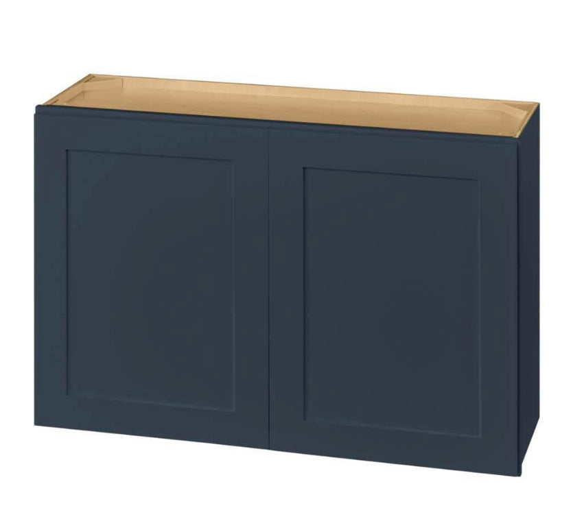 Avondale 36 in. W x 12 in. D x 24 in. H Ready to Assemble Plywood Shaker Wall Bridge Kitchen Cabinet in Ink Blue
