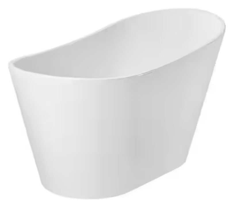 51 in. x 28 in. Acrylic Freestanding Soaking Bathtub in Glossy White with Polished Chrome Drain, Bamboo Tray