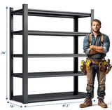 5-Tier Adjustable Metal Shelves in Black, 2000 lbs. Heavy Duty Storage Shelves, Garage Shelf Industrial Shelving Units