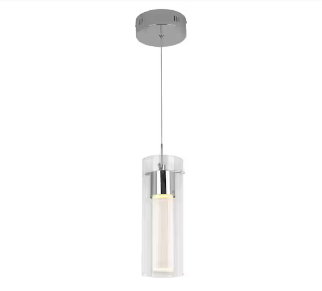 Essence 7.5-Watt 1 Light Chrome Modern Integrated LED Mini Pendant Light Fixture for Kitchen Island