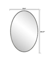 Silver 26 in W x 39 in H Oval Antique Iron Wall Mirror, Retro Art Frame for Bathroom Bedroom Living Room