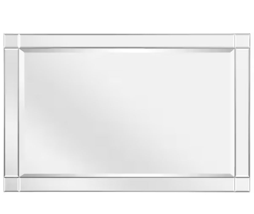 Medium Rectangle Clear Beveled Glass Contemporary Mirror (36 in. H x 24 in. W)