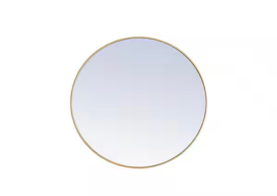 Brass 36 in. W x 36 in. H Round Vanity Mirror