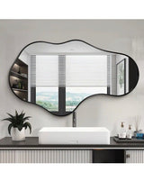 26 in. W x 43 in. H Irregular Black Aluminum Alloy Framed Asymmetrical Wall Mirror