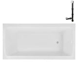 N-4360-751-WH 66 in. x 34 in. Rectangular Acrylic Soaking Drop-In Bathtub, with Reversible Drain in Glossy White