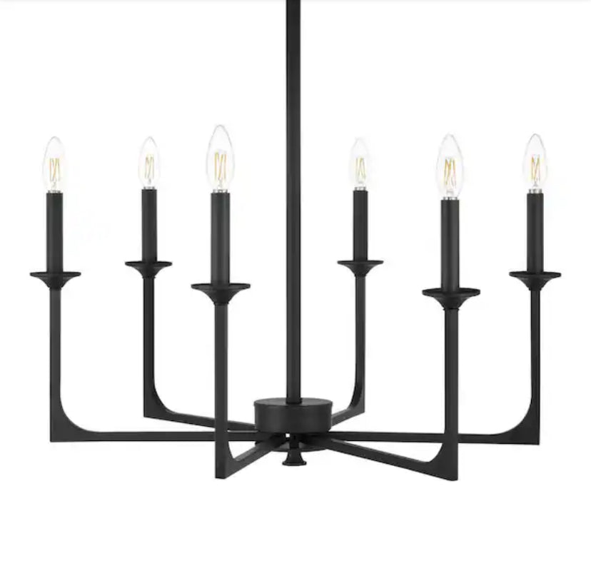 Highgate 6-Light Matte Black Chandelier without Glass Shade