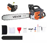 62 cc Gas Chainsaw, 20-in., 3.8 HP, Non-Slip Handle, Dual Fuel Tanks, for Wood Cutting, Tree Trimming, and Land Clearing