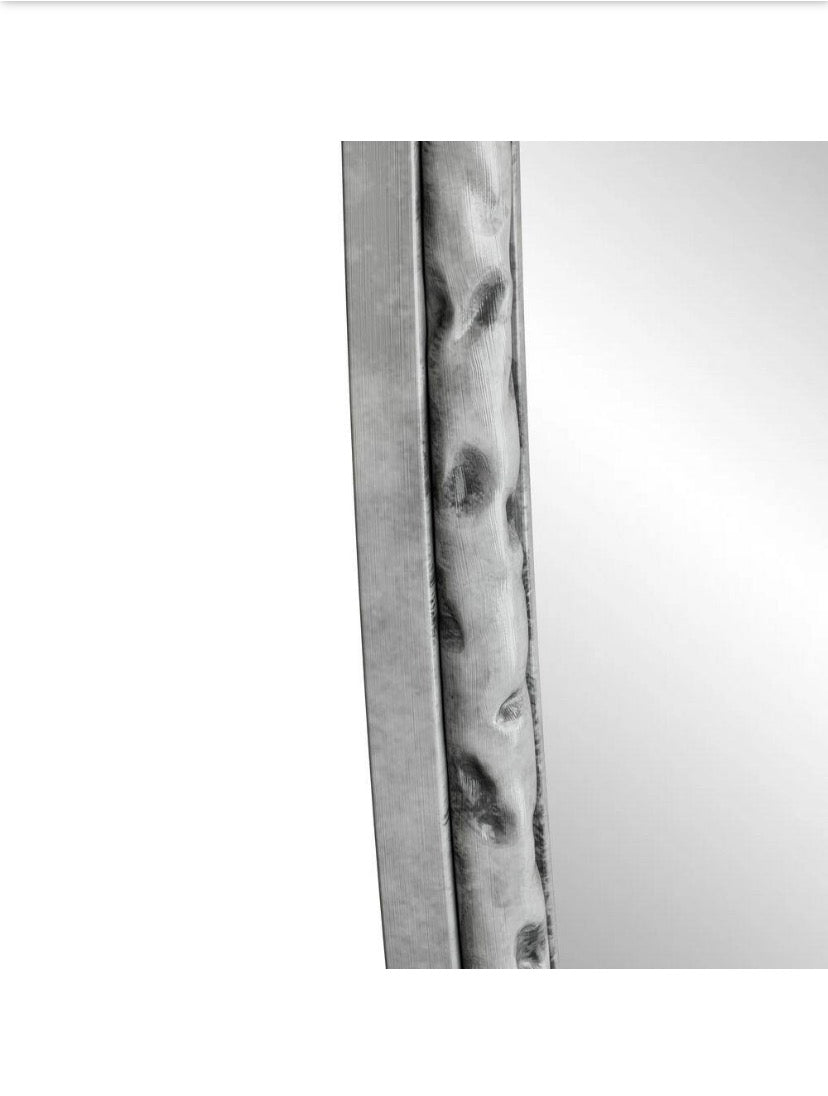 Silver 26 in W x 39 in H Oval Antique Iron Wall Mirror, Retro Art Frame for Bathroom Bedroom Living Room