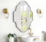 23 in. W x 37 in. H Scalloped Black Decorative Wall Mirror