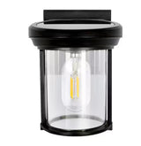 Solar Coach 1-Light Black Modern Outdoor Solar Wall Sconce Lantern with Warm White Integrated LED Light Bulb Included