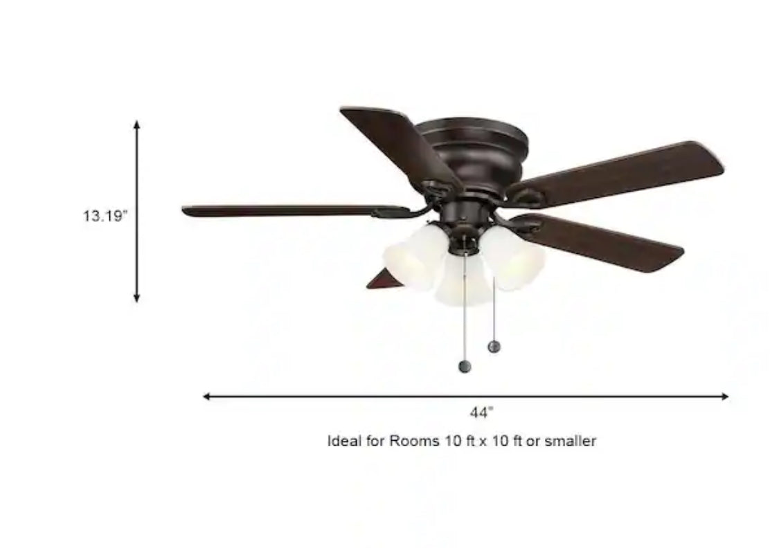 Clarkston II 44 in. LED Indoor Oil Rubbed Bronze Ceiling Fan with Light Kit