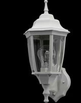 14.37 in. White Dusk to Dawn Decorative Outdoor Wall Light Lantern Sconce