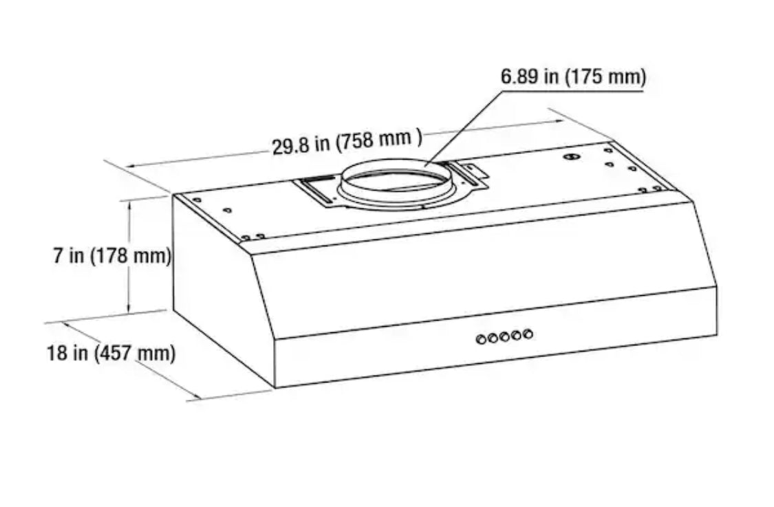 30 in. W Under Cabinet Range Hood in Stainless Steel