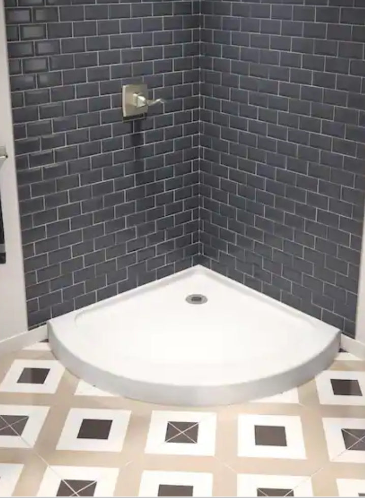 Classic 38 in. L x 38 in. W Corner Shower Pan Base with Corner Drain in White