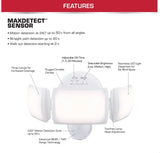 MaxDetect 240-Degree White Motion Activated Wired Outdoor 3-Head Dusk-to-Dawn LED Security Flood Light 3000 Lumens