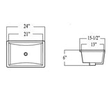 24 in. x 15-1/2 in. Rectrangle Undermount Vitreous Glazed Ceramic Lavatory Vanity Bathroom Sink Pure White