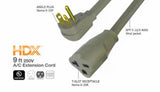9 ft. 12/3 20 Amp 250-Volt Air Conditioner Extension Cord, Grey