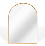 24 in. W x 32 in. H Arched Metal Framed Wall Bathroom Vanity Mirror Gold