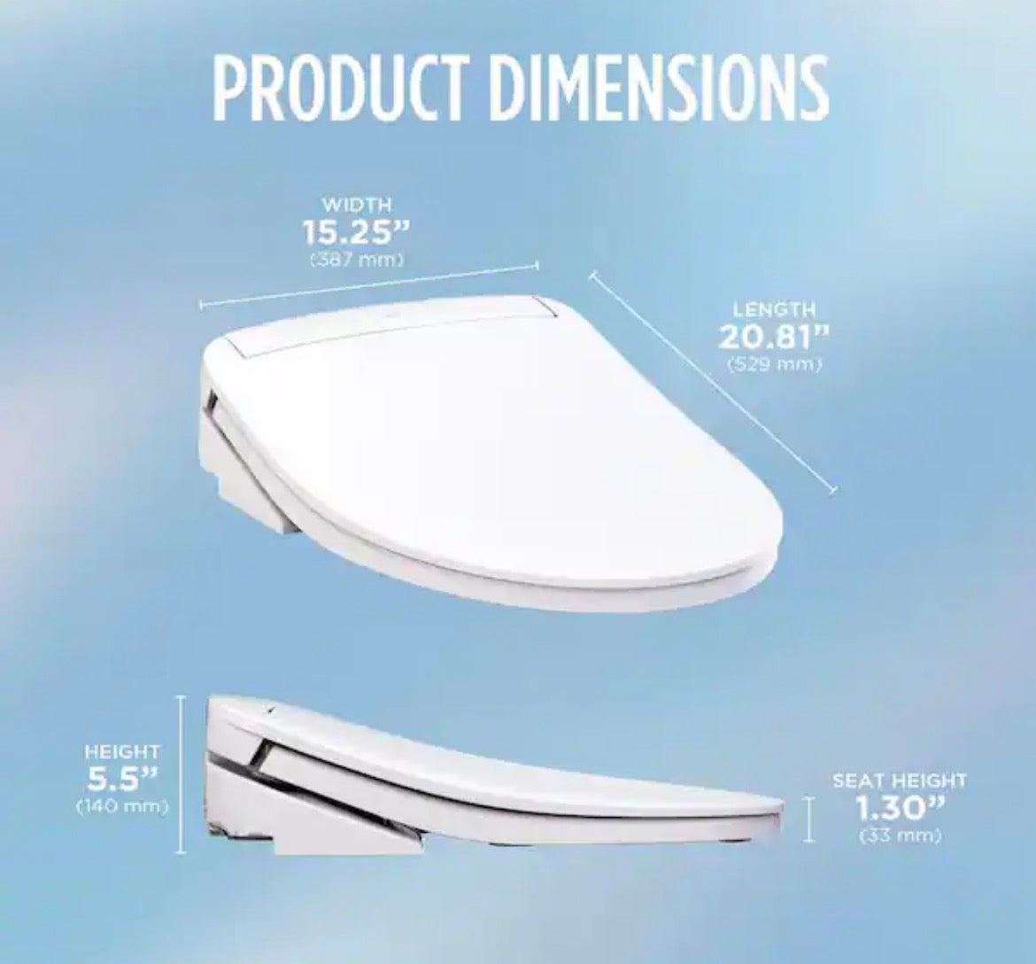 KS6 Washlet Electric Heated Bidet Seat for Elongated Toilet in Cotton White