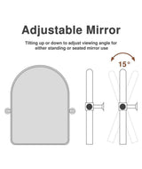 Black 1-Piece 23 in. W x 32 in. H Arch Metal Accent Wall Mirror Pivot Bathroom Vanity Mirror Decorative Mirrors