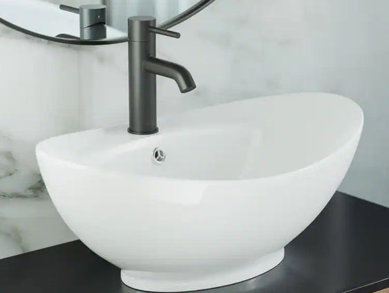 Ivy 23 in. Oval Ceramic Vessel Sink in White