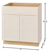 Avondale 30 in. W x 24 in. D x 34.5 in. H Ready to Assemble Plywood Shaker Sink Base Kitchen Cabinet in Antique White