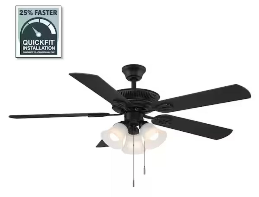 Mena 44 in. LED Indoor/Outdoor Matte Black Ceiling Fan with Light Kit and Reversible Blades Included