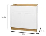Avondale Shaker Alpine White Quick Assemble Plywood 36 in Vanity Sink Base Kitchen Cabinet (36in W x 21in D x 34.5in H)