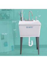 Complete 22.875 in. x 23.5 in. White Utility Sink Set with Metal Hybrid Stainless Steel High Rise Faucet & Side Sprayer
