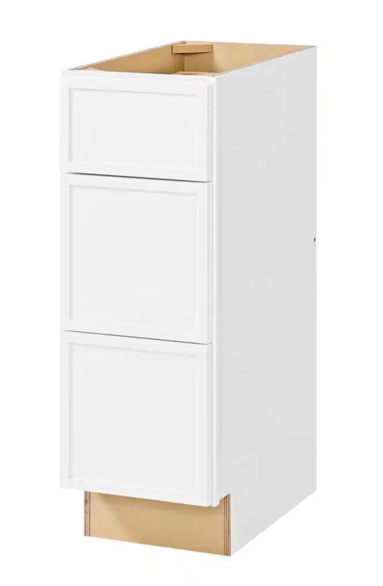 Leyton 12 in. W x 21 in. D x 34.5 in. H Ready to Assemble Plywood Slim Shaker Bath Drawer Base Cabinet in Alpine White