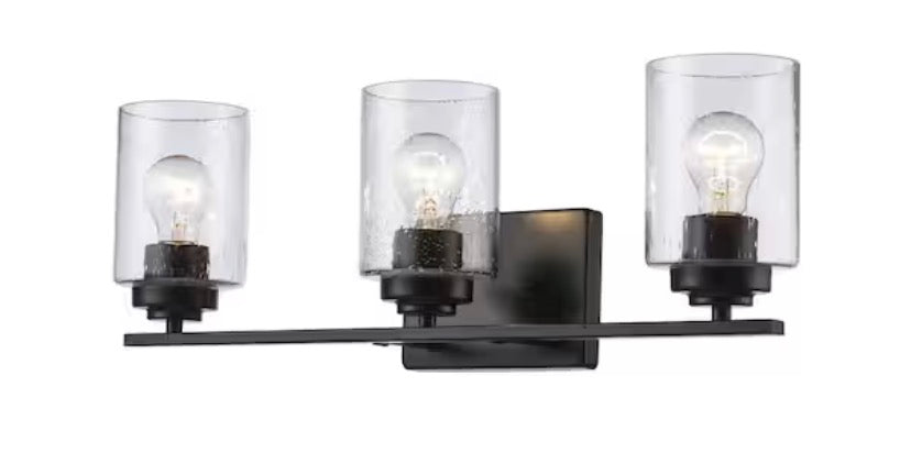 Regan 21 in. 3-Light Brushed Nickel Bathroom Vanity Light with Clear Glass Shades