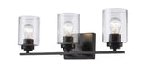Regan 21 in. 3-Light Brushed Nickel Bathroom Vanity Light with Clear Glass Shades