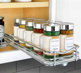 4-1/4 in. Wide Silver Chrome Slide Out Spice Rack Pull Out Cabinet Organizer
