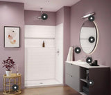 ShowerCast 48 in. L x 34 in. x 74 in. H Alcove Shower Kit with NexTile Shower Wall and Center Shower Pan in White