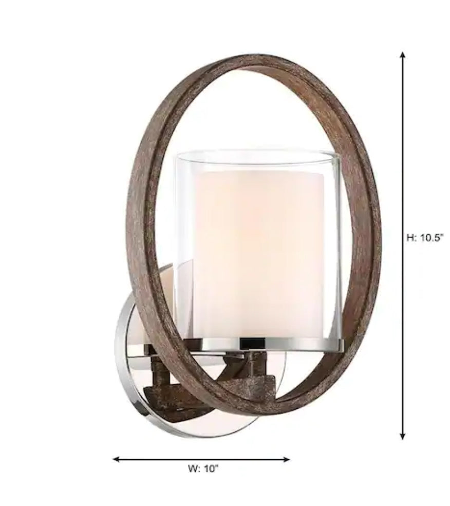 Downing 1-Light Polished Nickel/Corona Bronze Wall Sconce