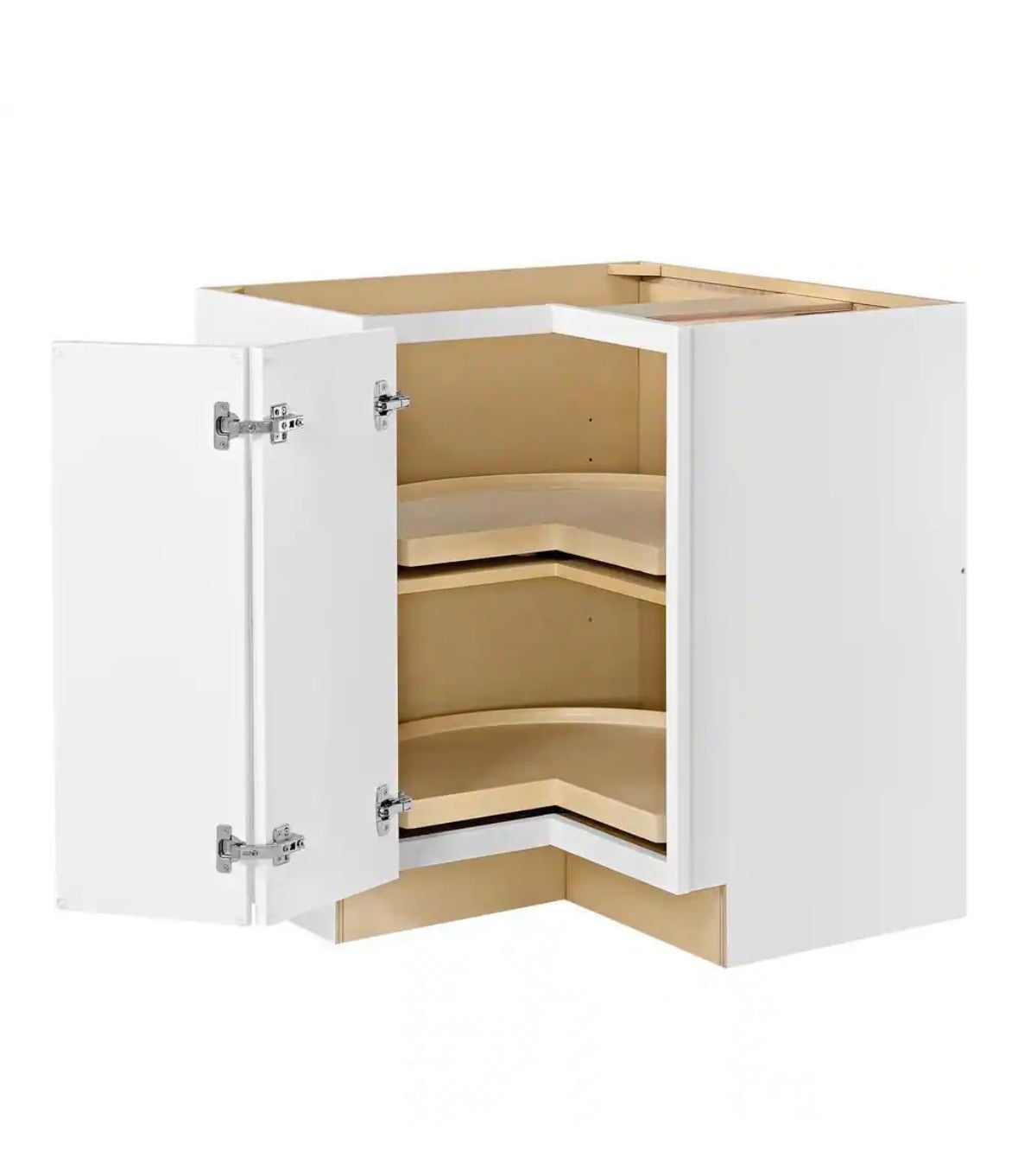 Leyton 32 in. W x 32 in. D x 34.5 in. H Ready to Assemble Plywood Slim Shaker Lazy Susan Corner Cabinet in Alpine White