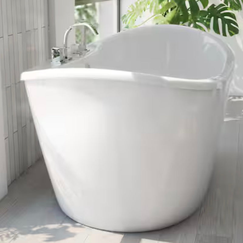 Caspian 60 in. x 32 in. Acrylic Freestanding Soaking Bathtub with Center Drain in White
