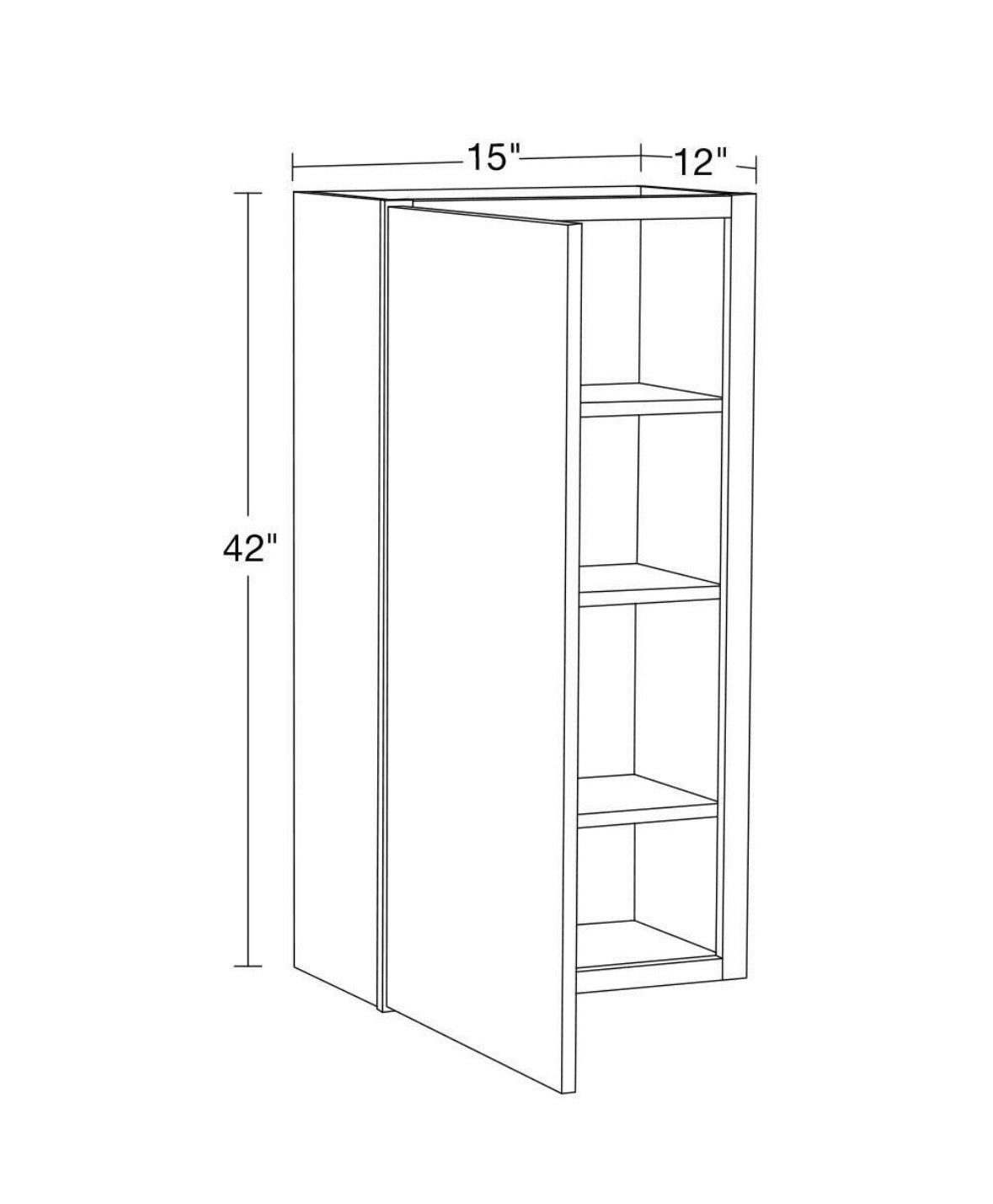 15 in. W x 12 in. D x 42 in. H Ready to Assemble Plywood Shaker Wall Kitchen Cabinet in Dove Gray
