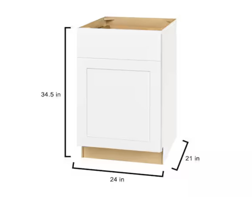 Avondale Shaker Alpine White Ready to Assemble Plywood 21 in Base Kitchen Cabinet (21 in W x 24 in D x 34.5 in H)